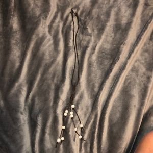 Pearl and leather necklace